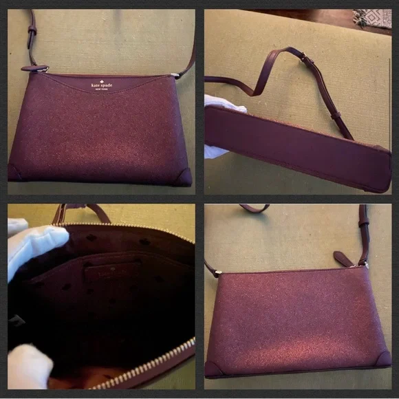 Kate Spade Crossbody Sparkly Dark Purple NWOT Glitter purse glittery bag - Picture 11 of 16